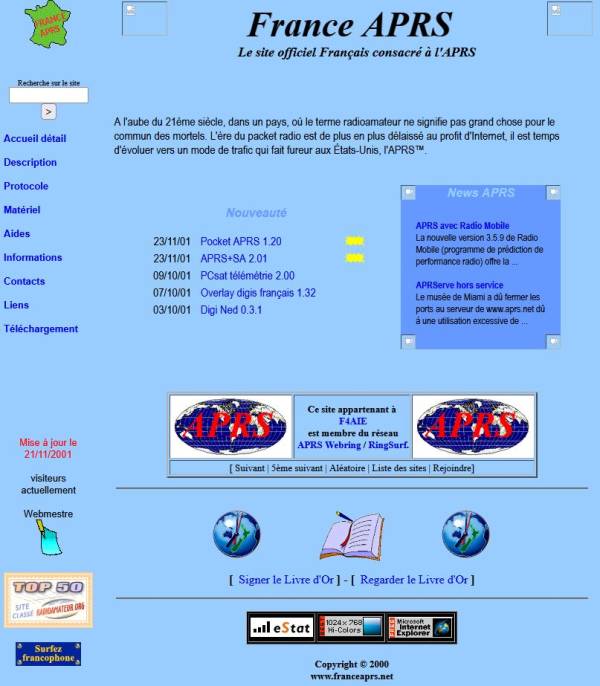 Début de France APRS codé en HTLM Début de France APRS codé en HTLM